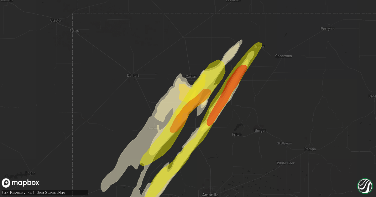 Hail map in Dumas, TX on March 23, 2017