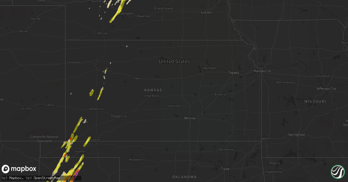 Hail map in Kansas on March 23, 2017