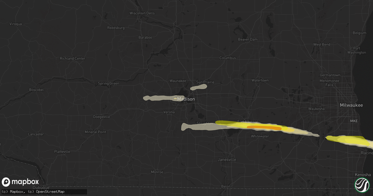 Hail map in Madison, WI on March 23, 2017
