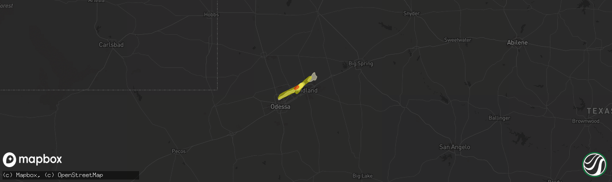 Hail map in Midland, TX on March 23, 2017