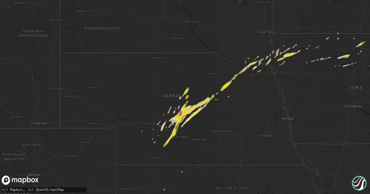 Hail map in Nebraska on March 23, 2017