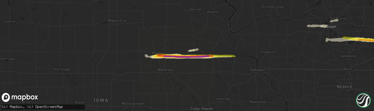 Hail map in Oelwein, IA on March 23, 2017