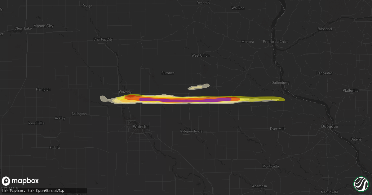 Hail map in Oelwein, IA on March 23, 2017