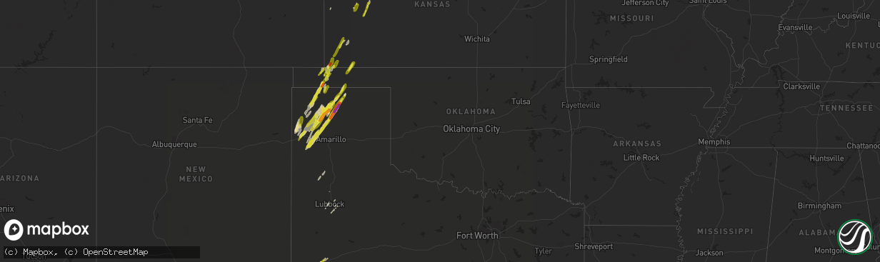 Hail map in Oklahoma on March 23, 2017