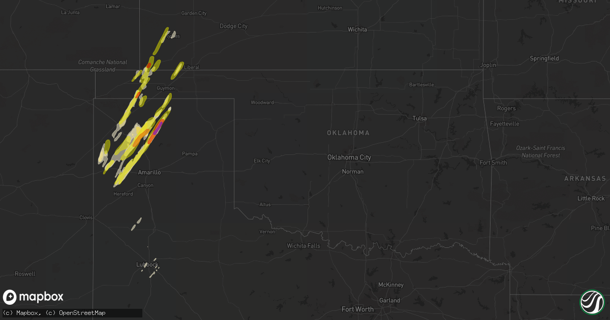 Hail map in Oklahoma on March 23, 2017