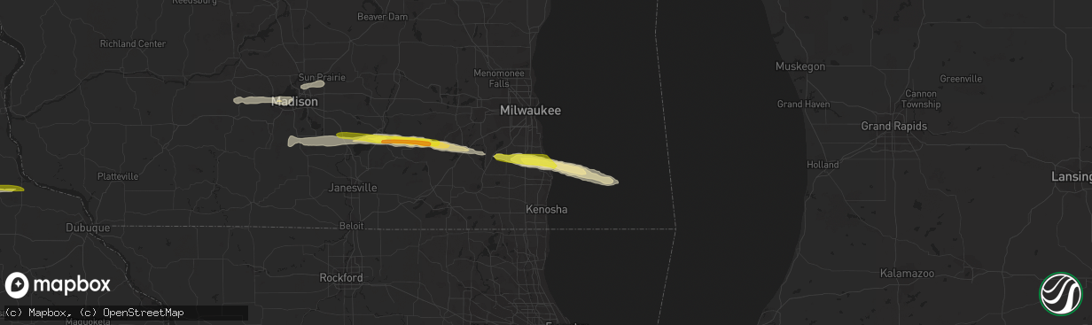 Hail map in Racine, WI on March 23, 2017