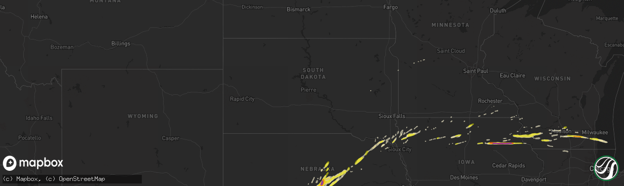 Hail map in South Dakota on March 23, 2017