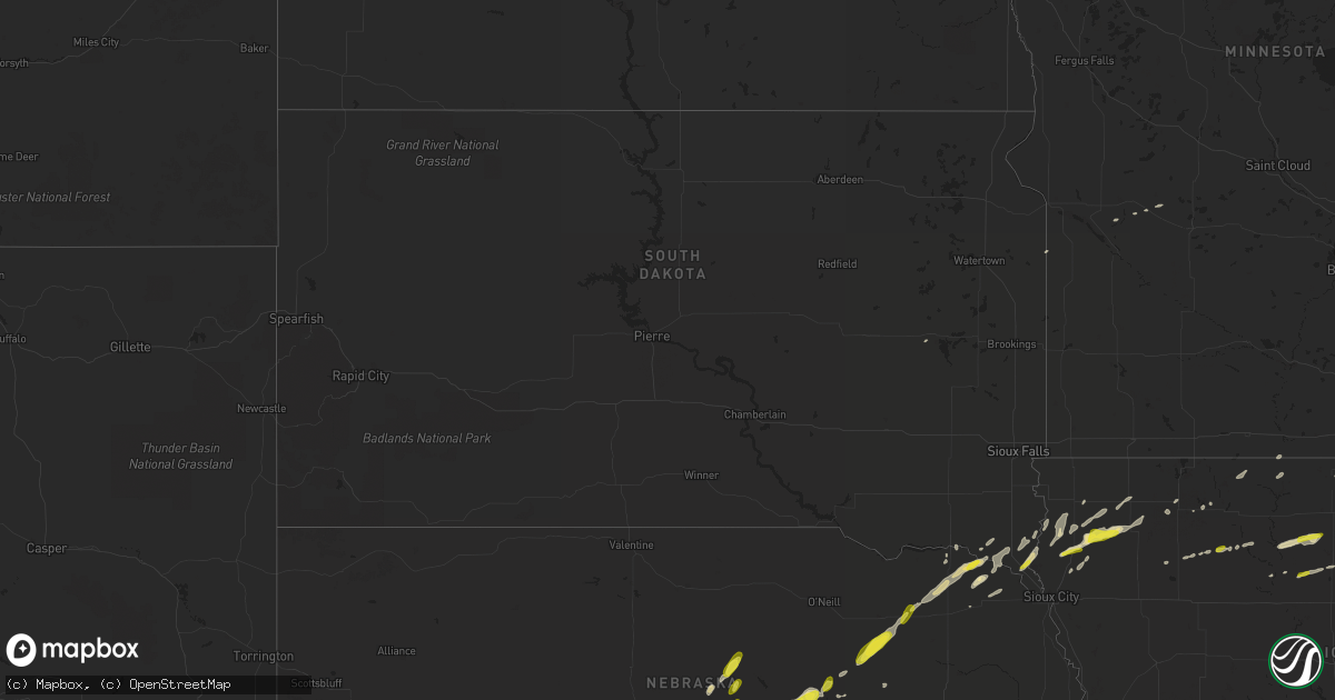 Hail map in South Dakota on March 23, 2017