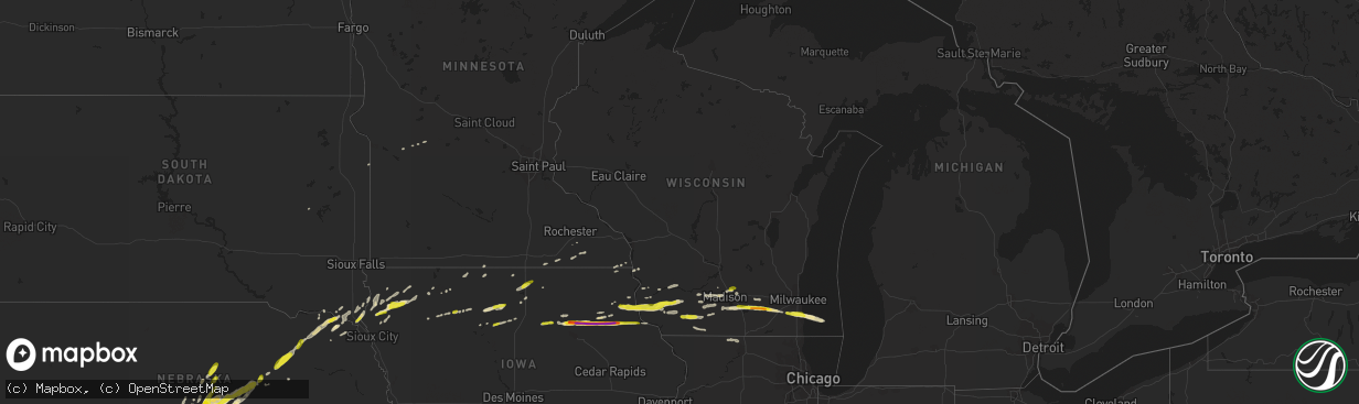 Hail map in Wisconsin on March 23, 2017