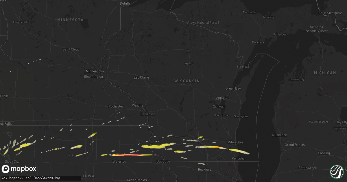 Hail map in Wisconsin on March 23, 2017
