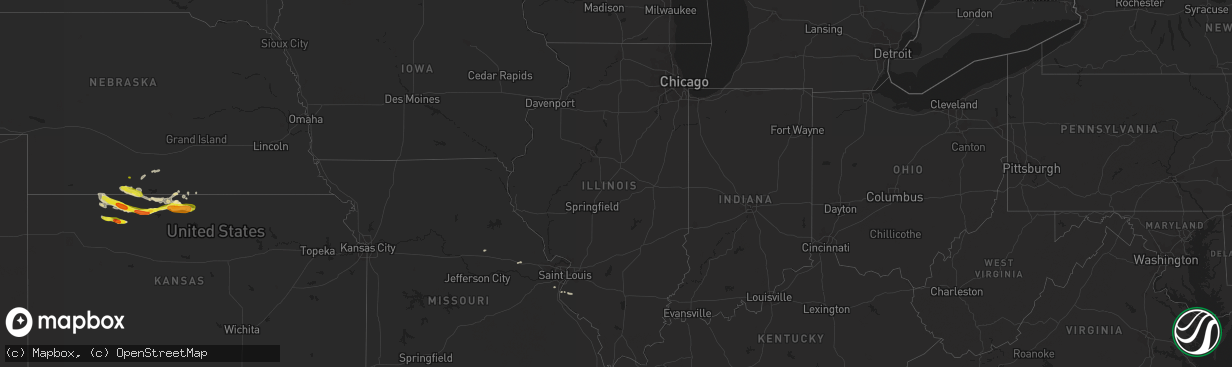 Hail map in Illinois on March 23, 2018