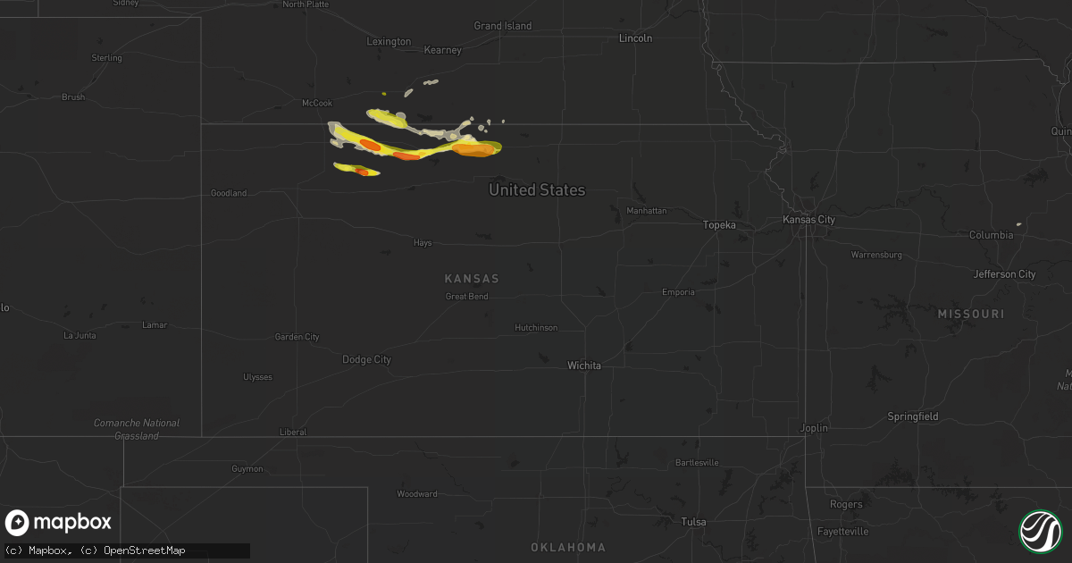 Hail map in Kansas on March 23, 2018