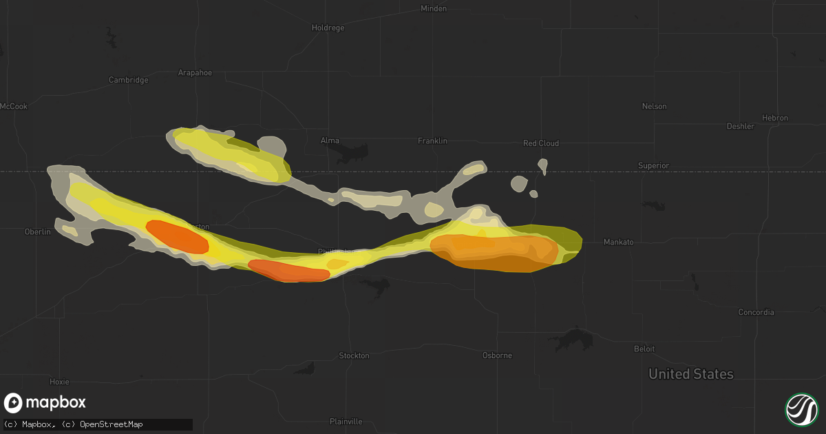 Hail map in Kensington, KS on March 23, 2018