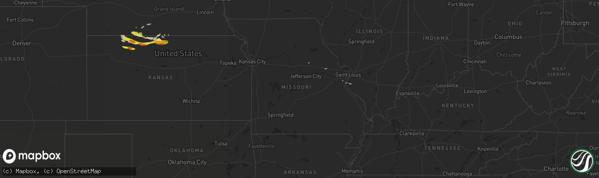 Hail map in Missouri on March 23, 2018