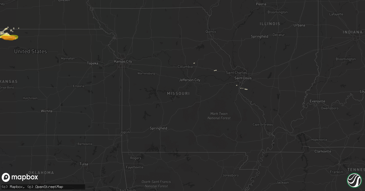Hail map in Missouri on March 23, 2018