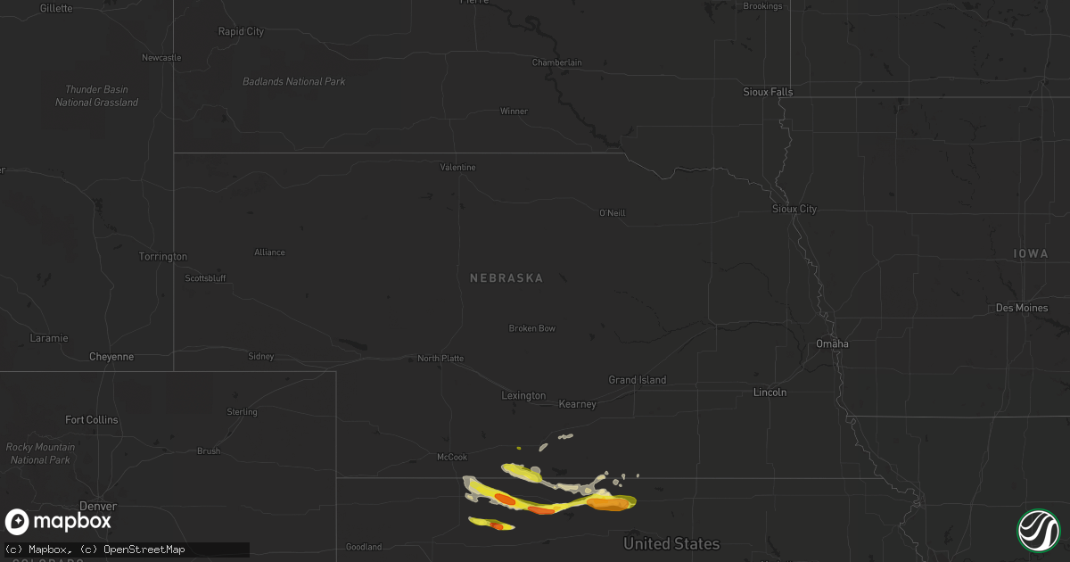 Hail map in Nebraska on March 23, 2018