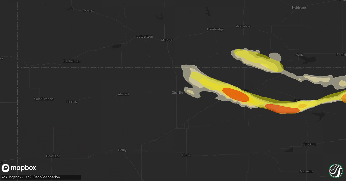 Hail map in Oberlin, KS on March 23, 2018