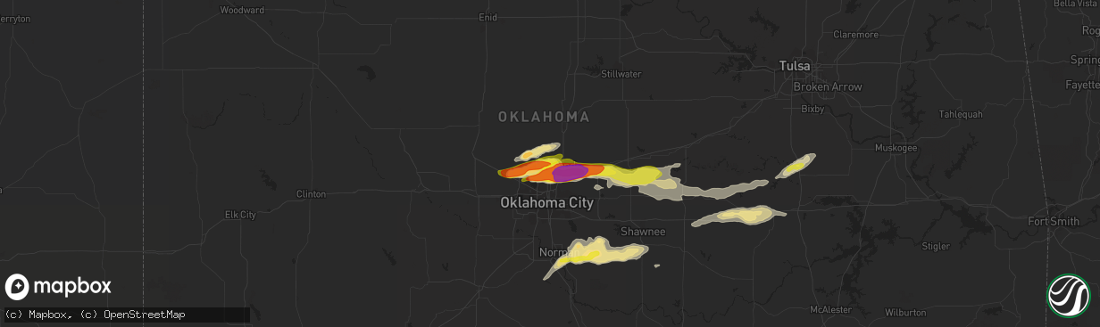 Hail map in Edmond, OK on March 23, 2019