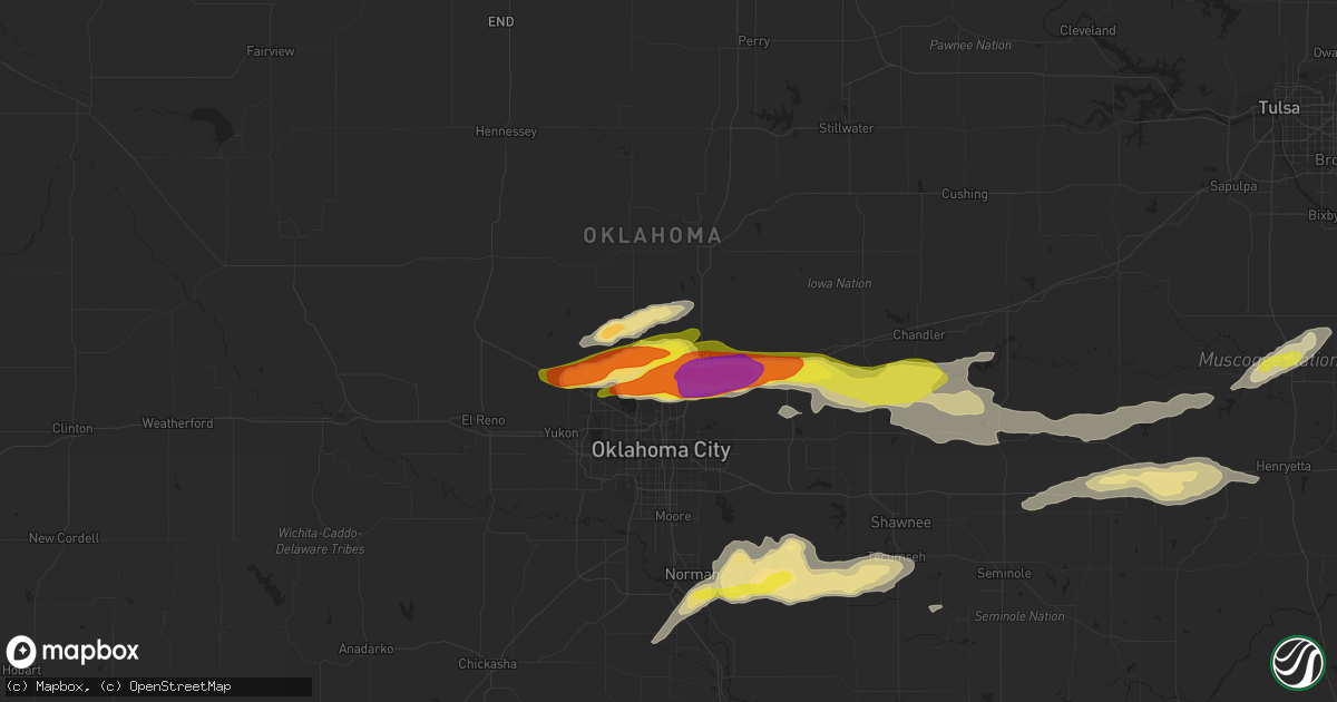Hail map in Edmond, OK on March 23, 2019