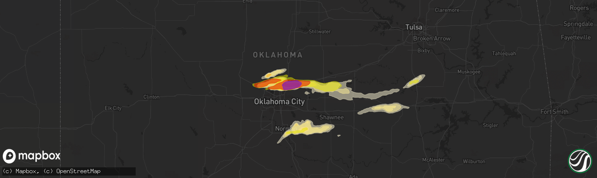 Hail map in Jones, OK on March 23, 2019