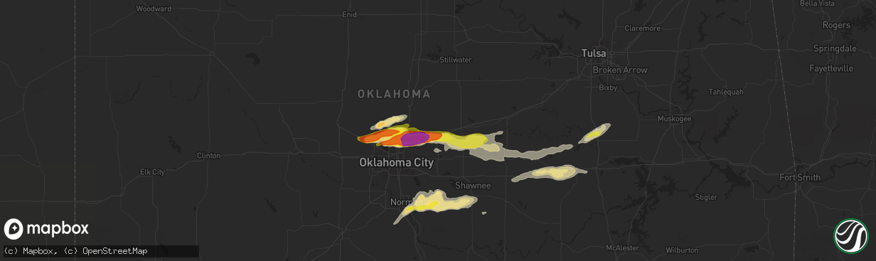 Hail map in Luther, OK on March 23, 2019