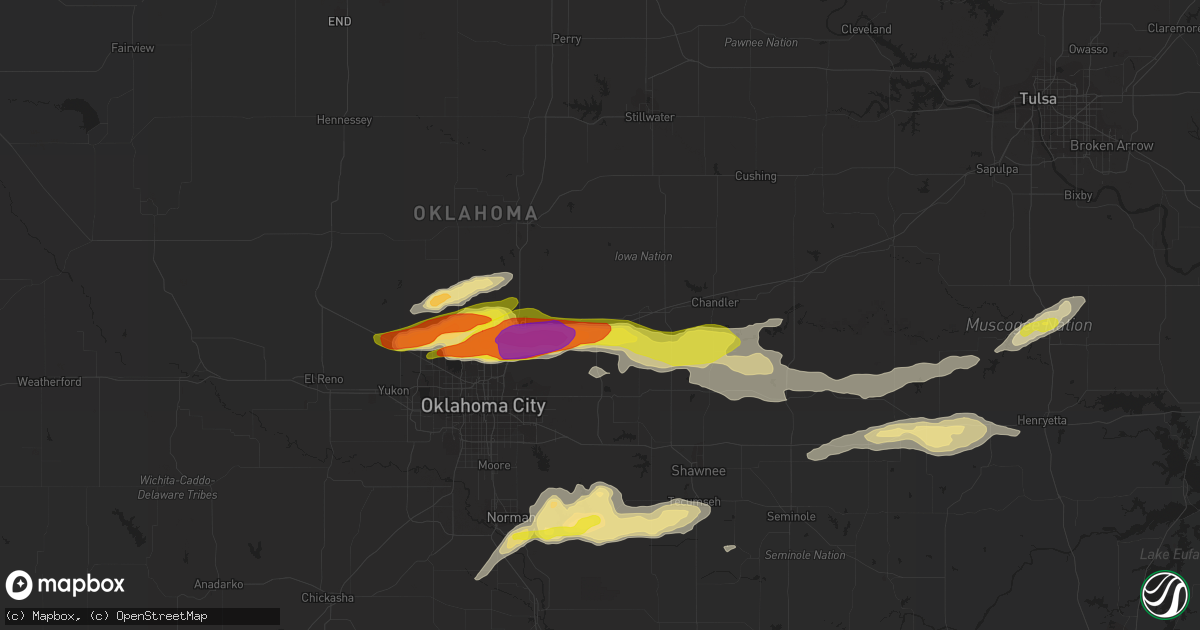 Hail map in Luther, OK on March 23, 2019