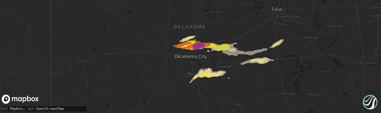 Hail map in Oklahoma City, OK on March 23, 2019