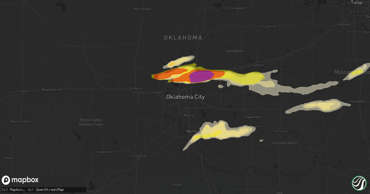 Hail map in Oklahoma City, OK on March 23, 2019