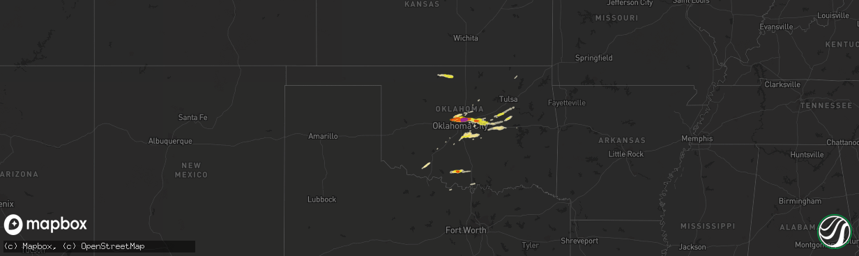 Hail map in Oklahoma on March 23, 2019