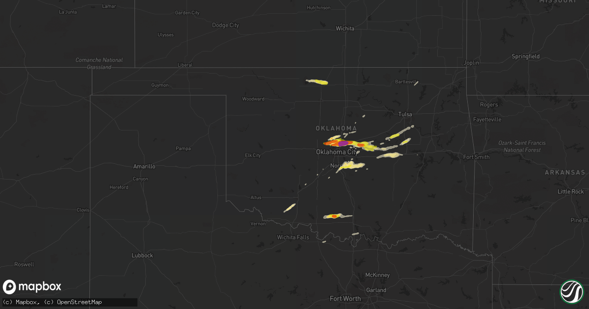 Hail map in Oklahoma on March 23, 2019