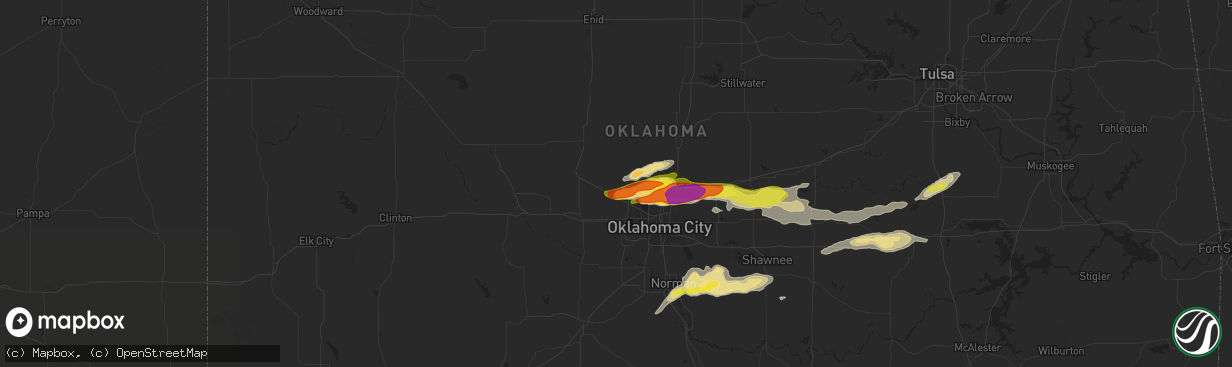 Hail map in Piedmont, OK on March 23, 2019