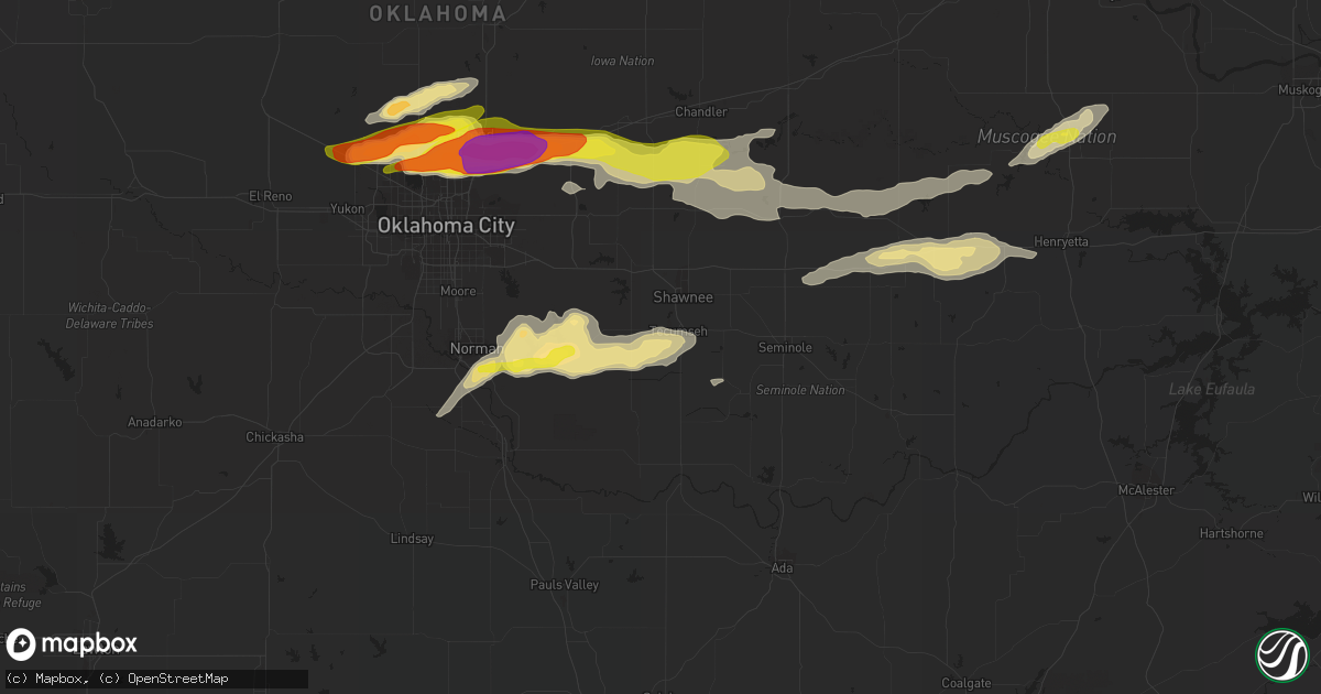 Hail map in Tecumseh, OK on March 23, 2019