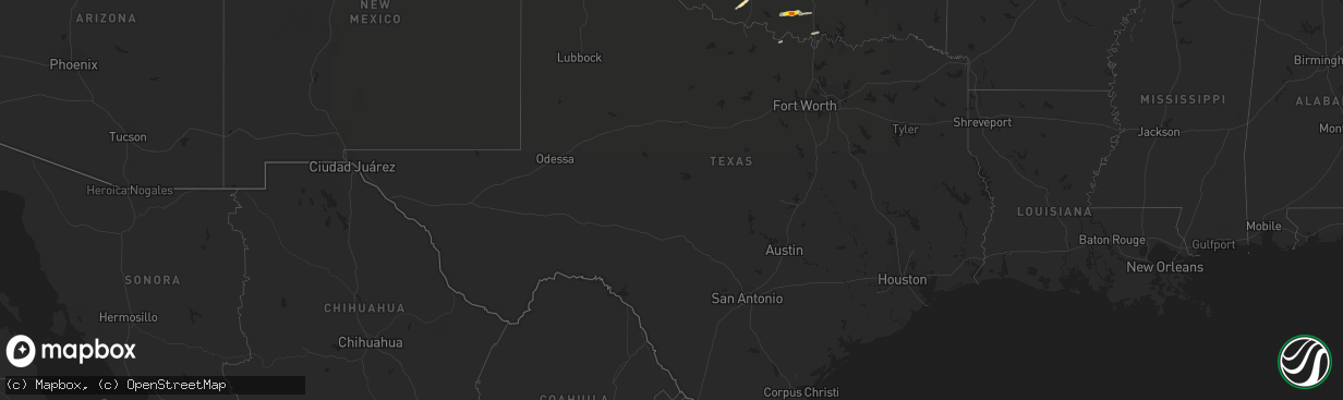 Hail map in Texas on March 23, 2019