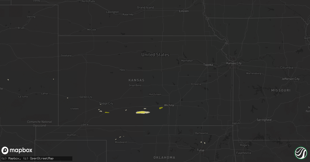 Hail map in Kansas on March 23, 2020