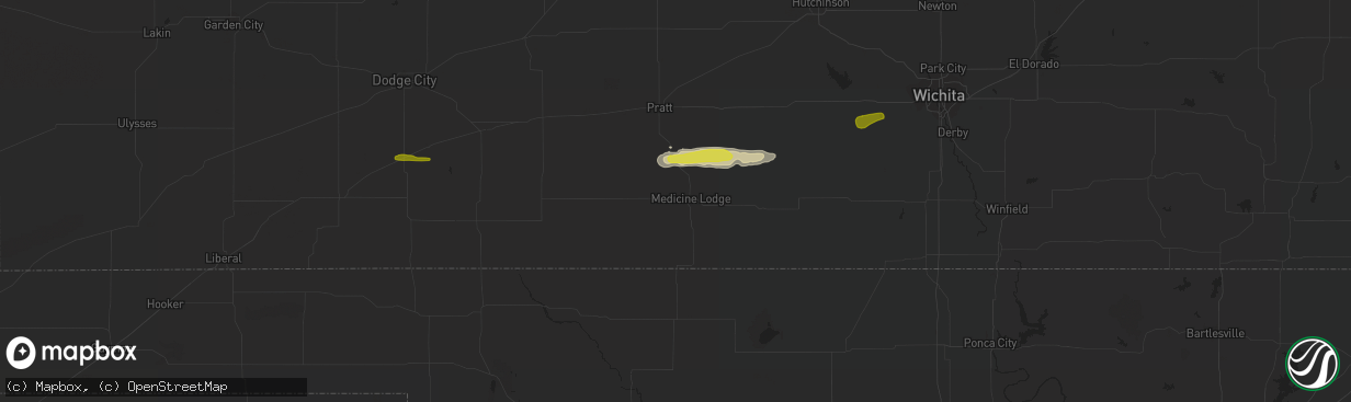 Hail map in Medicine Lodge, KS on March 23, 2020