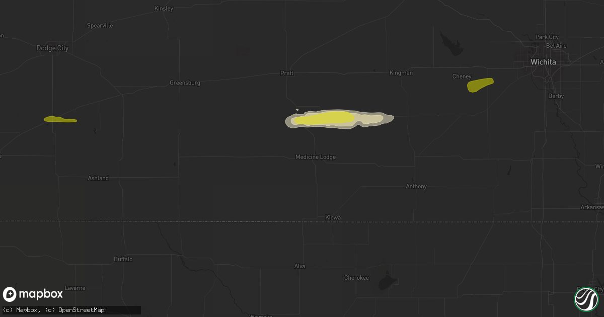 Hail map in Medicine Lodge, KS on March 23, 2020