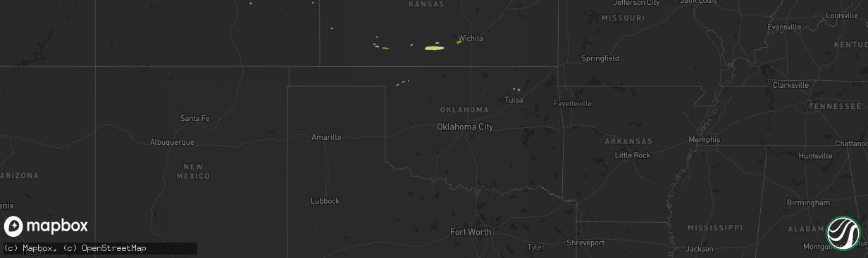 Hail map in Oklahoma on March 23, 2020