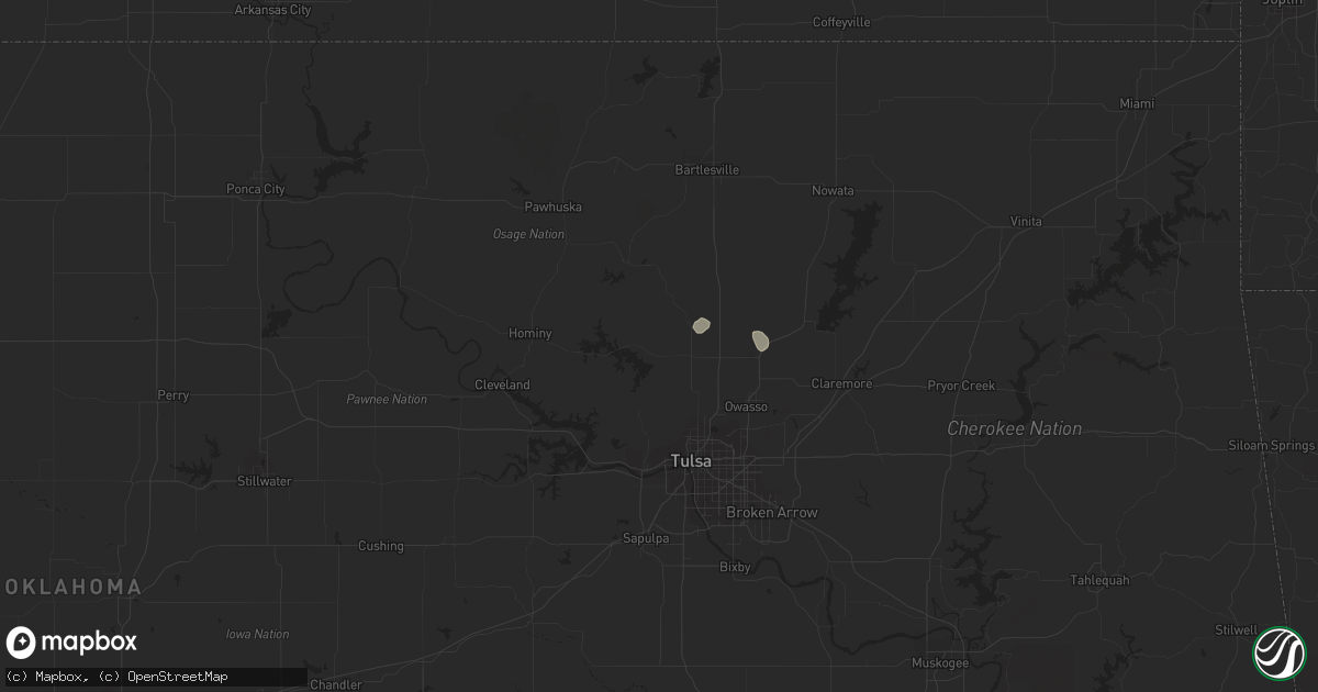 Hail map in Skiatook, OK on March 23, 2020