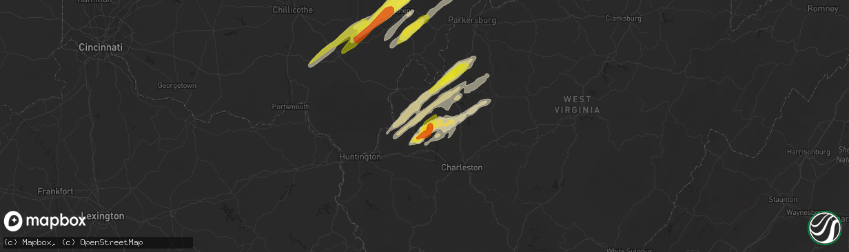 Hail map in Buffalo, WV on March 23, 2022