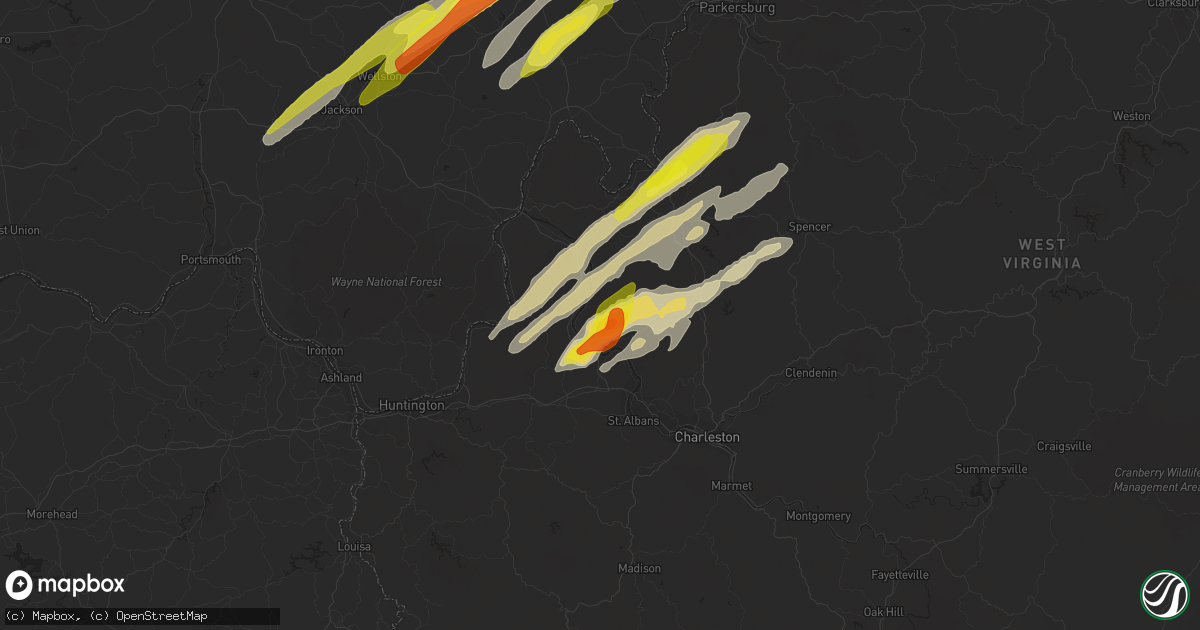 Hail map in Buffalo, WV on March 23, 2022
