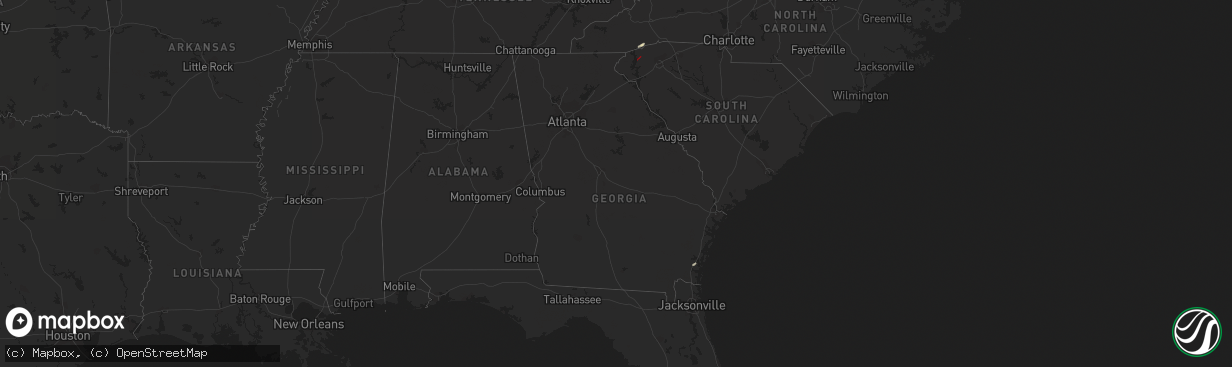 Hail map in Georgia on March 23, 2022