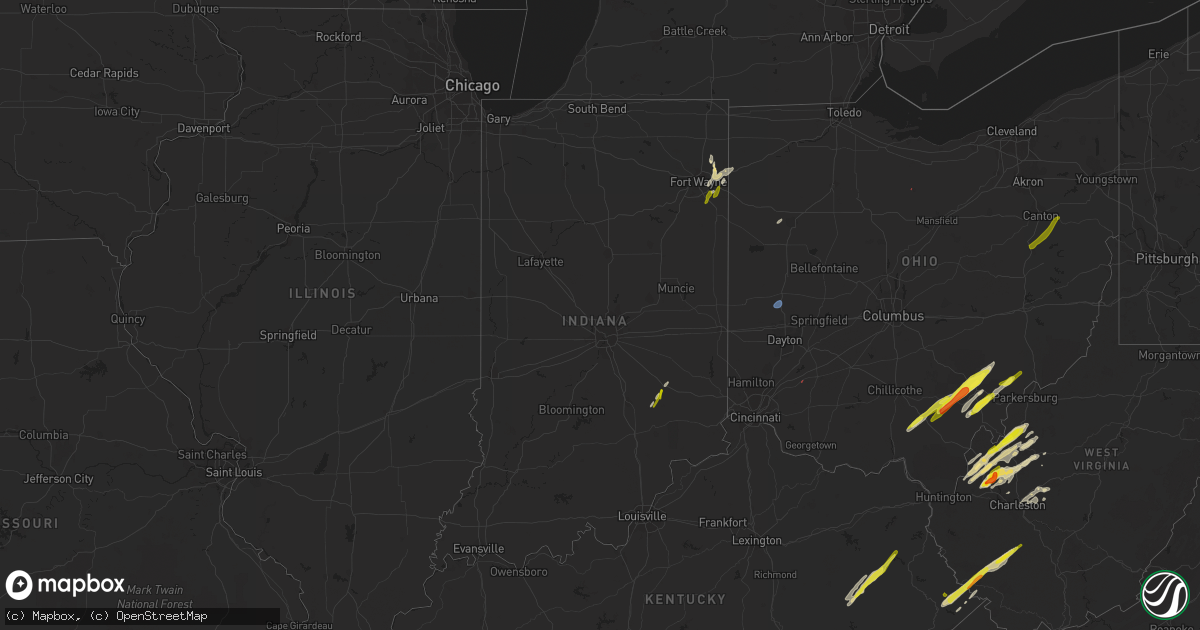 Hail map in Indiana on March 23, 2022