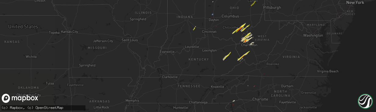 Hail map in Kentucky on March 23, 2022