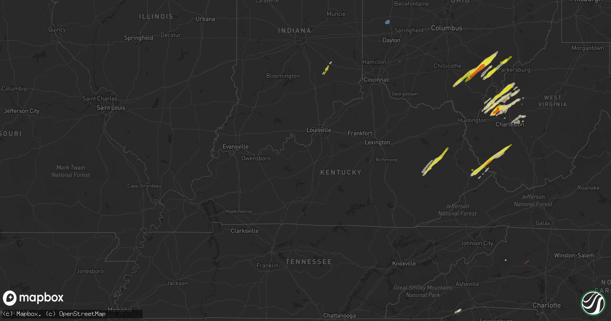 Hail map in Kentucky on March 23, 2022