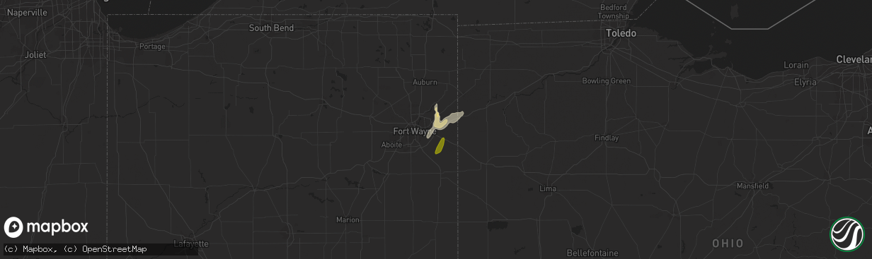 Hail map in New Haven, IN on March 23, 2022