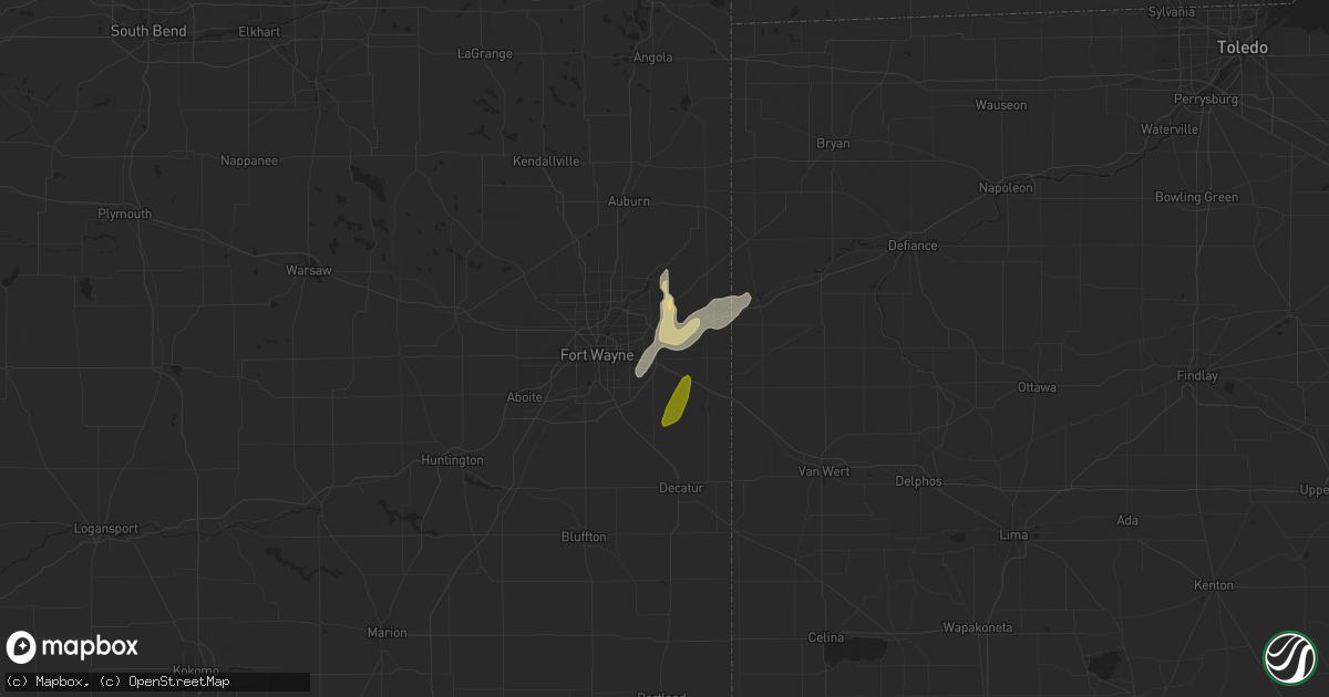 Hail map in New Haven, IN on March 23, 2022