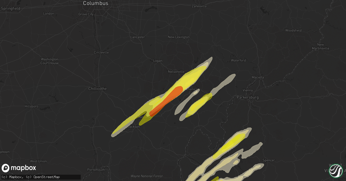Hail map in New Marshfield, OH on March 23, 2022