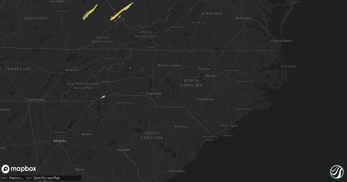 Hail map in North Carolina on March 23, 2022