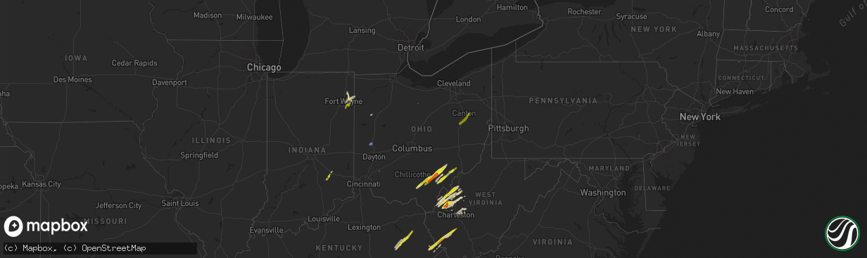 Hail map in Ohio on March 23, 2022