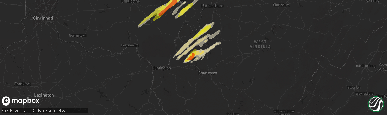 Hail map in Red House, WV on March 23, 2022